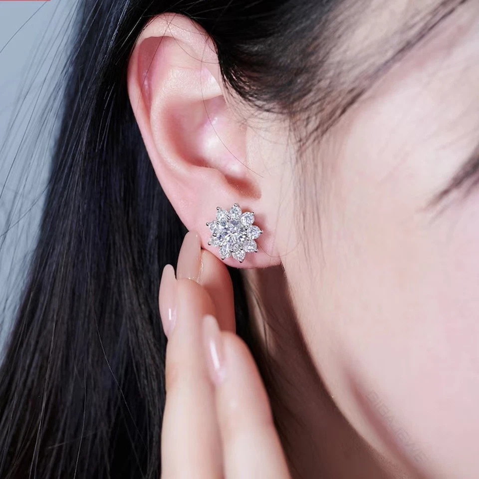 12.00 Ct Certified White Treated Diamond Solitaire Studs 925 Silver Great Shine