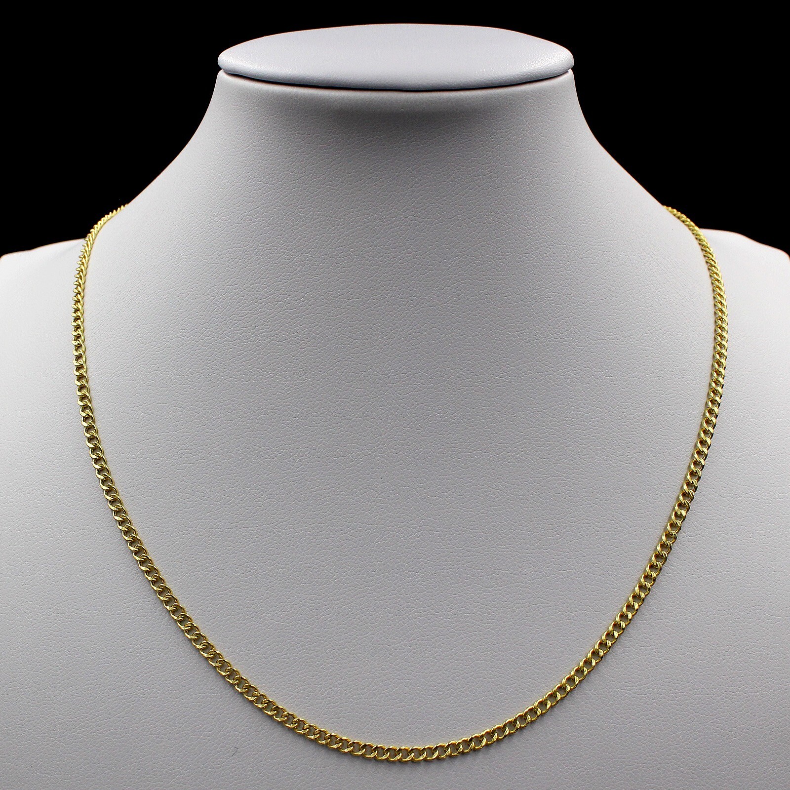 10K Yellow Gold 2mm Curb Cuban Italian Link Chain Necklace Mens Womens 18″