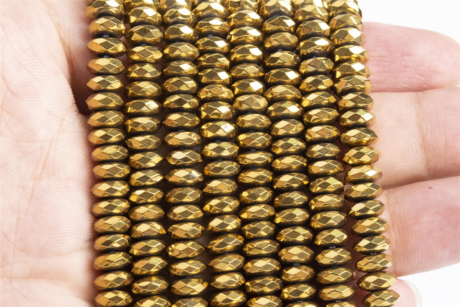7x3MM Gold Hematite Beads Grade AAA Faceted Rondelle Gemstone Loose Beads