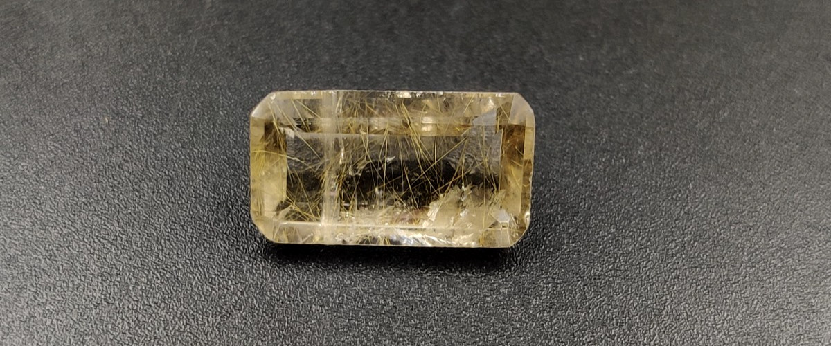 5 Ct Natural Rutilated Quartz Faceted Cut Emerald 14.1X7.8mm Loose Gemstone W122