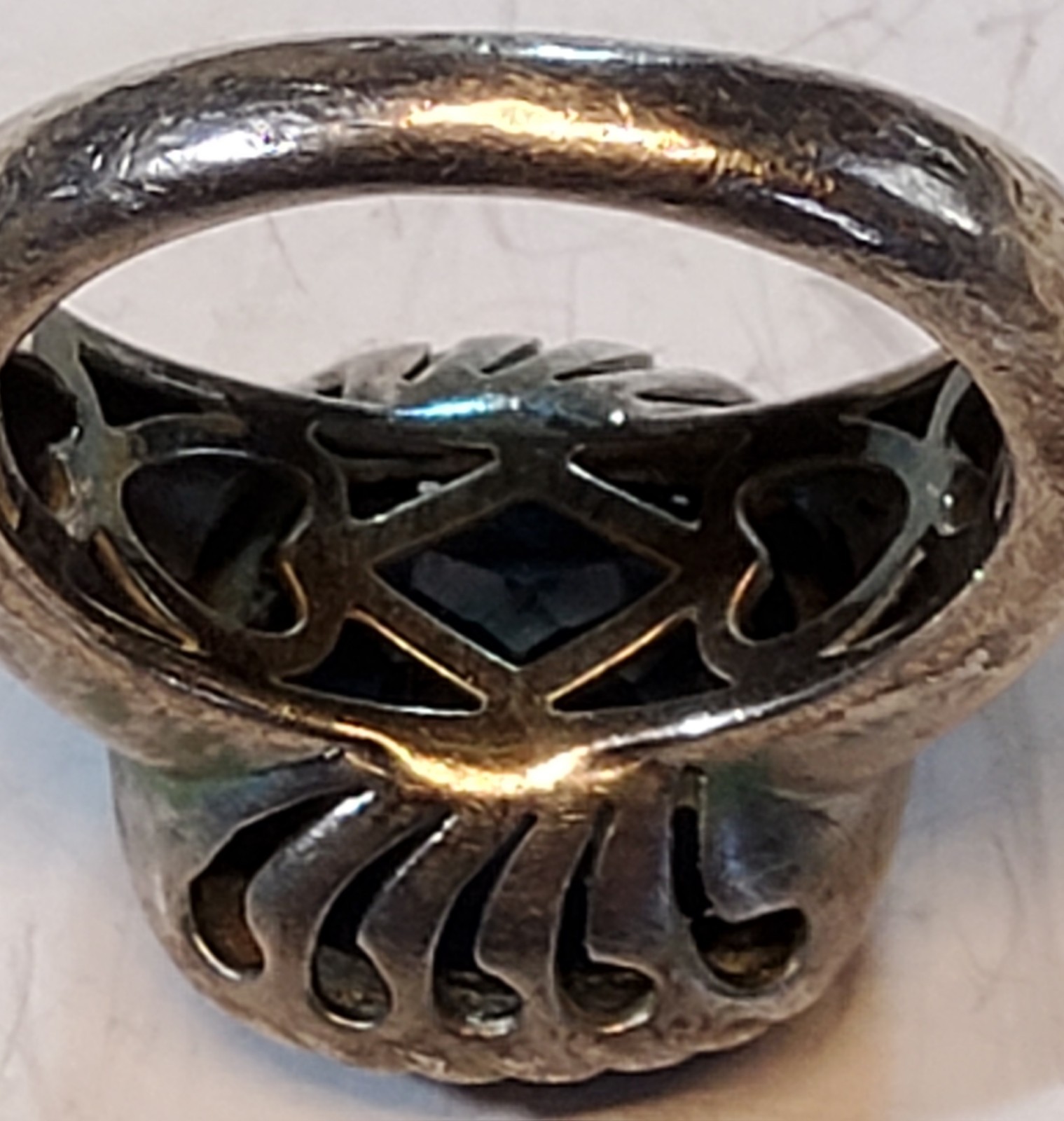 Vtg Sterling Silver Blue Topaz Ring Large Stone Londan Blue? Size7