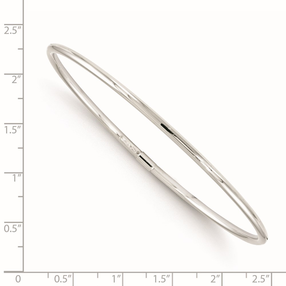 10K White Gold Slip-On Women Bangle Bracelet 8.25″