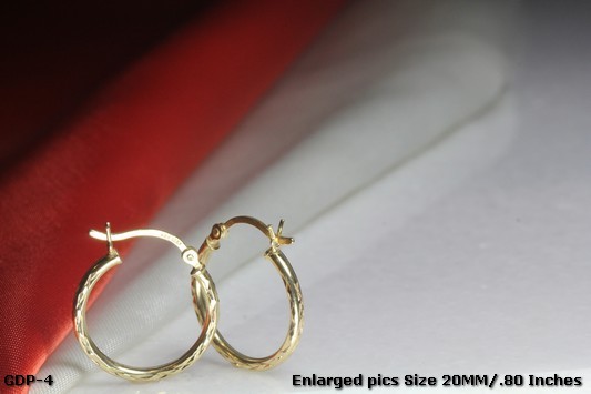 10K GOLD PLATED STERLING SILVER 925 LIGHT WEIGHT UNISEX HOOP EARRINGS-0.78″