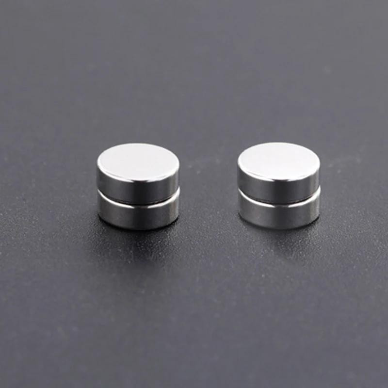 1/3pairs 6mm Crystal Magnetic No-pierce Stainless Steel Stud Earrings for Men Pu