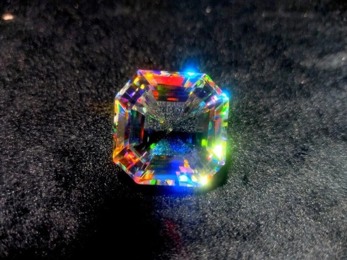 Natural Mystic Quartz 50.5 Ct Rainbow Asscher Cut Certified Loose Gemstone
