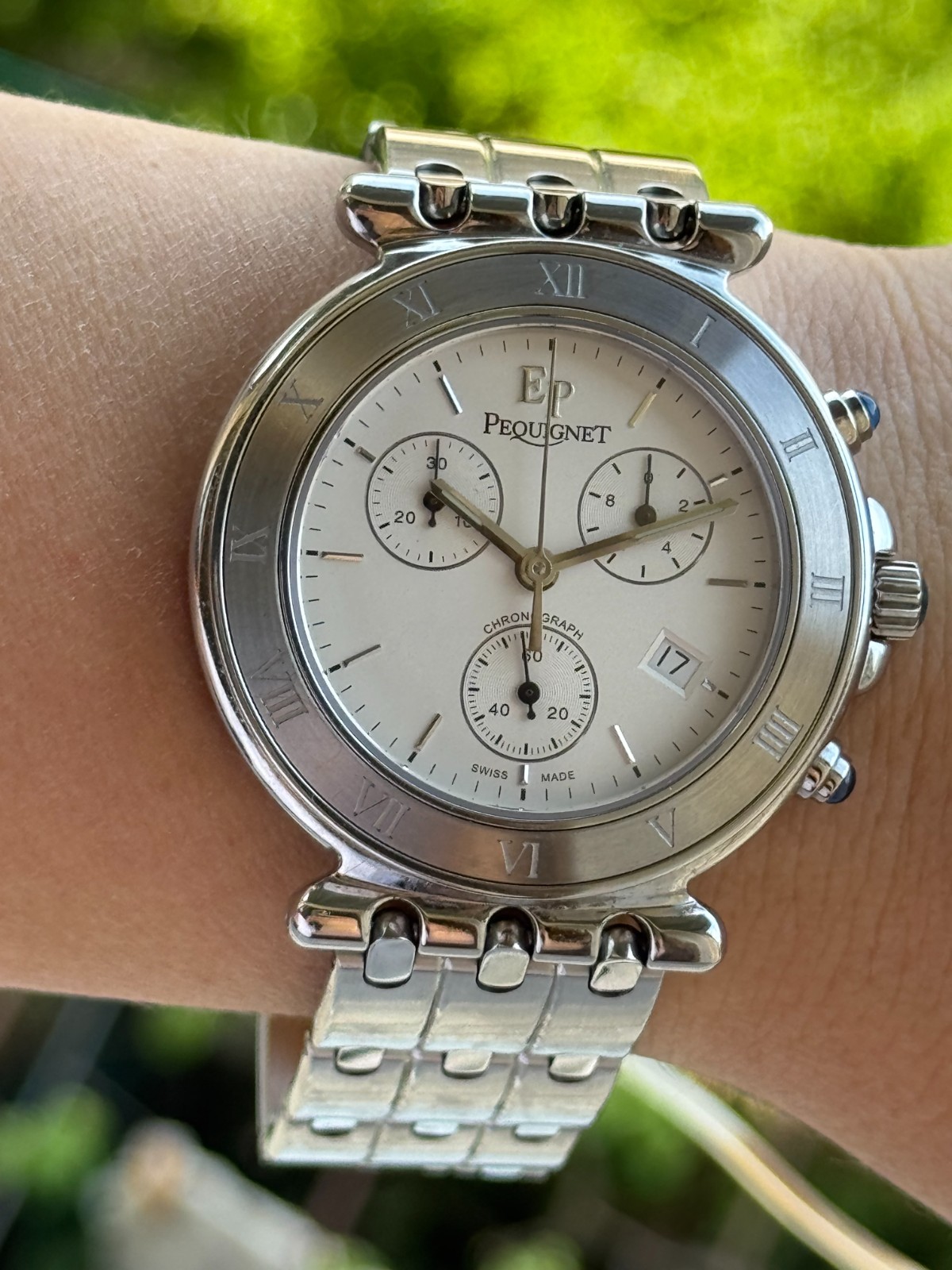 Pequignet Moorea Classique Chronograph Watch Quartz Mens 42mm Swiss 1350433