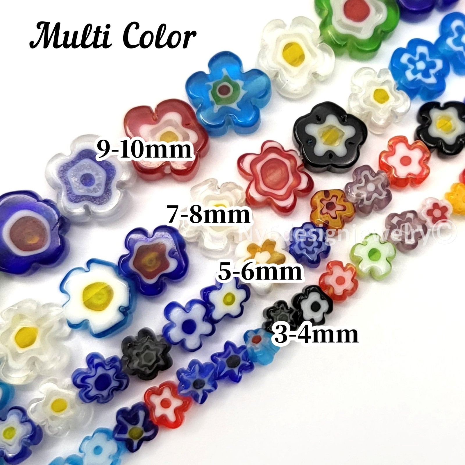 Flower Millefiori Murano Glass Lampwork Spacer Bead Crystal 15″ 4mm 6mm 8mm 10mm