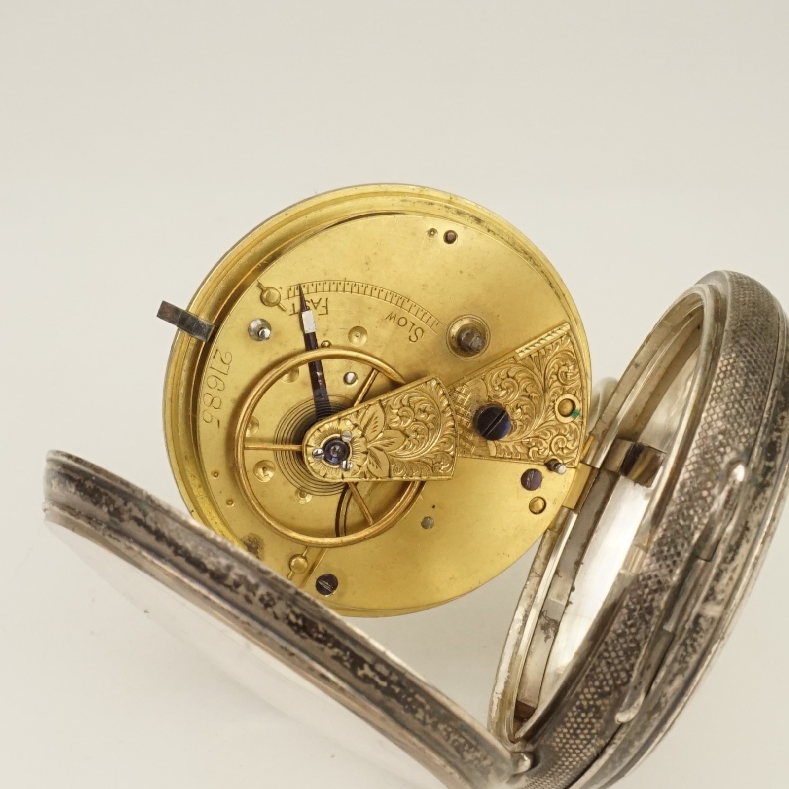 114g. Silver Antique Fusee Pocket Watch Men’s no duplex chronometer repeater RAR