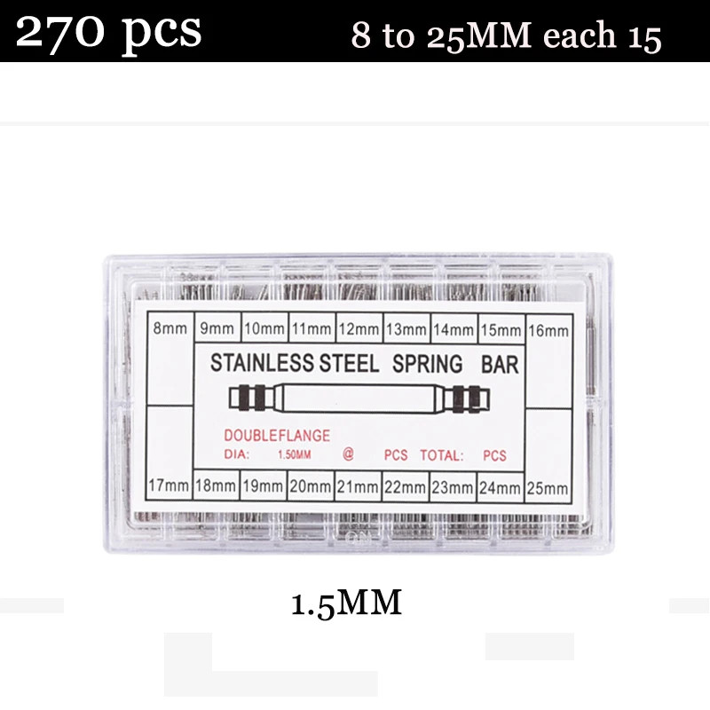 360pcs Watch PINS SPRING BARS Band Strap Link 8-25mm Repair Kit Stainless