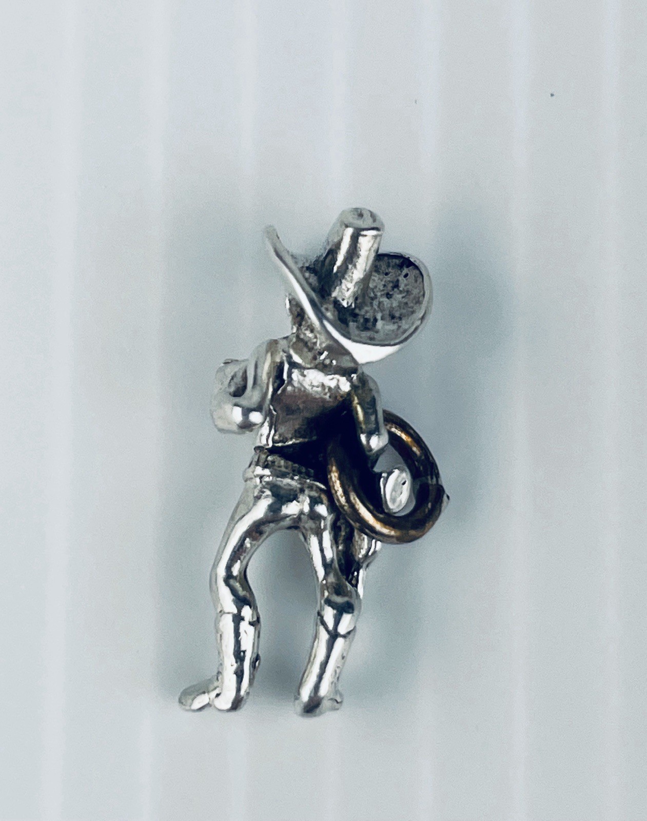 Sterling Silver SHERIFF BRACELET CHARM 3D Wild West (dimensions In Description)