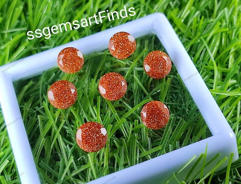 Gold Sandstone Round Shape Loose Gemstone Jewelry Making Gift