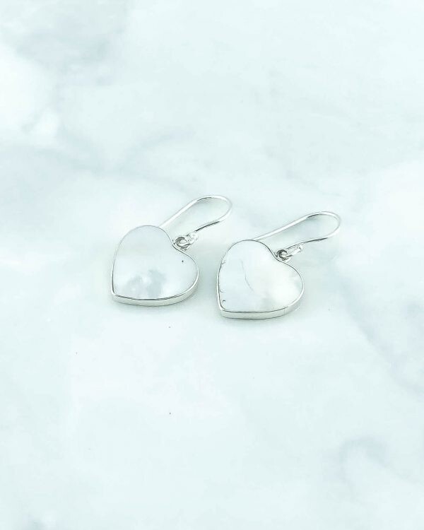 Heart Mother of Pearl Shell 925 Sterling Silver Handmade Earring NEW DESIGN!