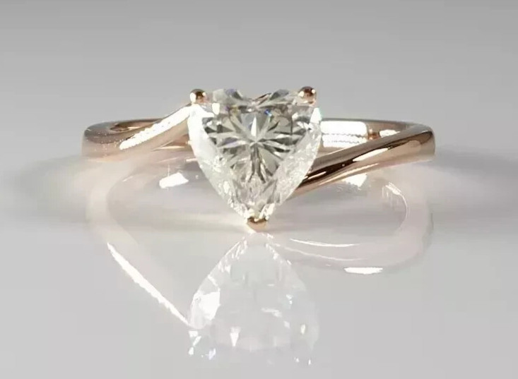 2.50 Ct Heart Shape Excellent Ring 925 Solitaire IGR&I Treated Cut RARE