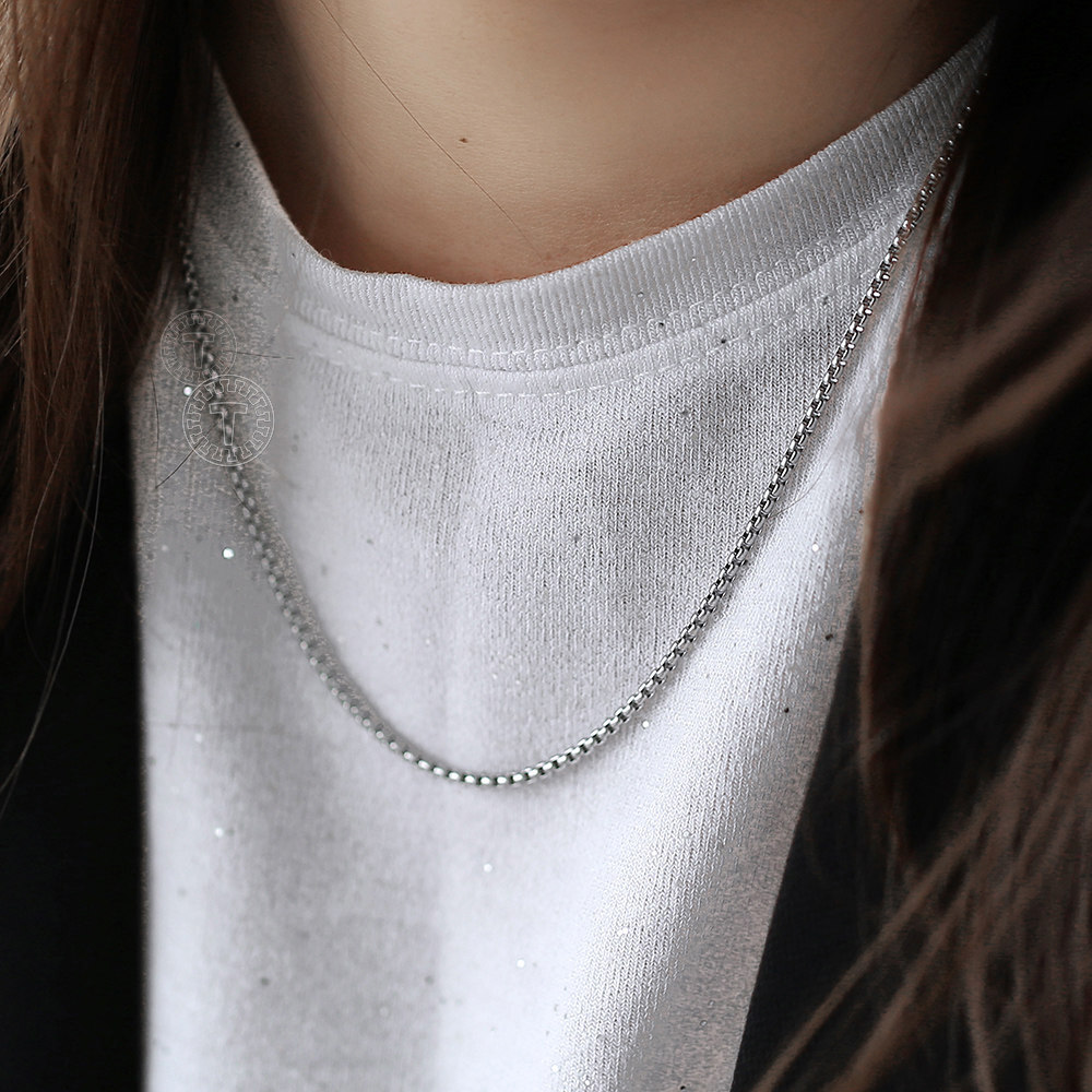 2mm Black/Silver/Gold Plated Stainless Steel Box Chain Necklace Fashion