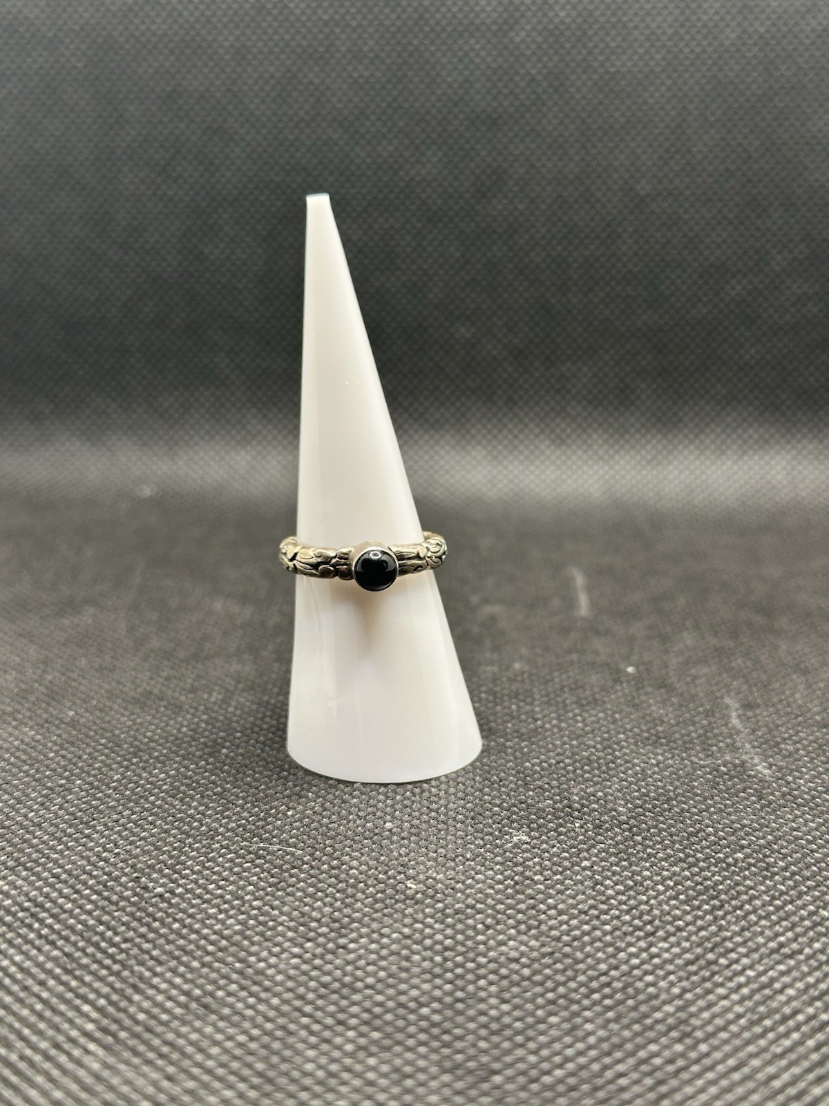 Stunning Vintage Onyx Strength & Grounding Textured Band Sterling Silver Ring