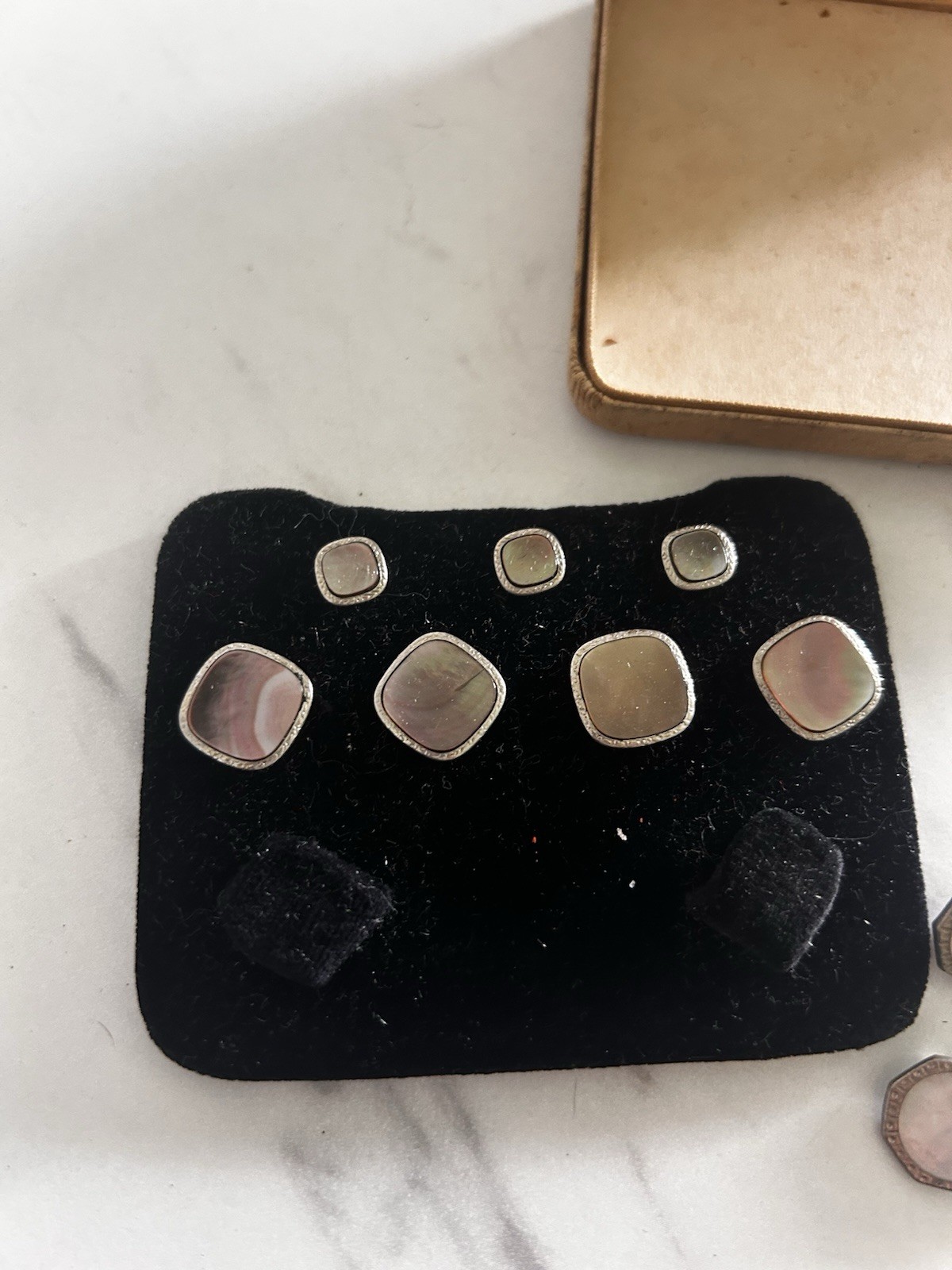 Vintage Krementz Art Deco Cufflink Tuxedo Set Formal Wear Mother of Pearl 1920s