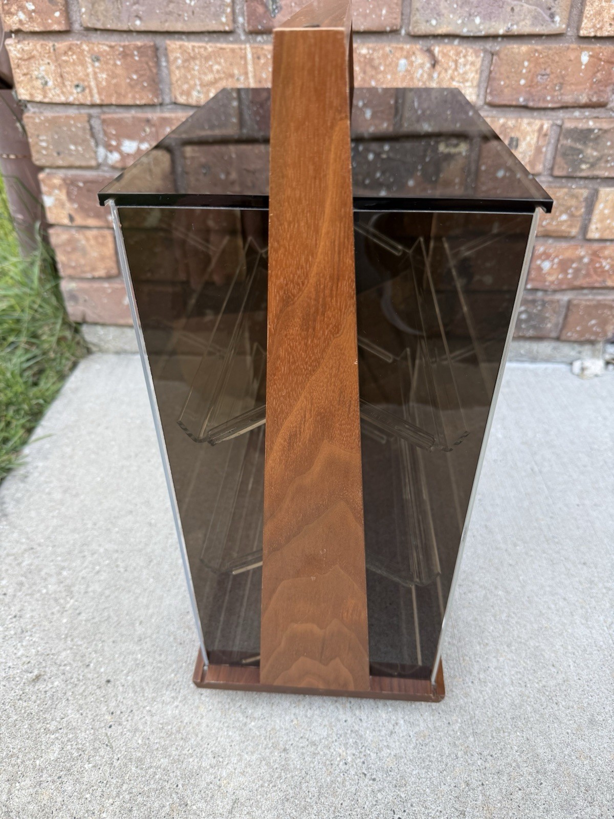 Vtg Krementz Countertop Jewelry Display Case Spinning Wood & Acrylic~GREAT
