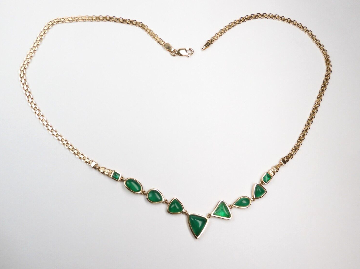 Colombian Emeralds Necklace 6.50 Cts 18K Yellow Gold Pre-Colombian Style Fine