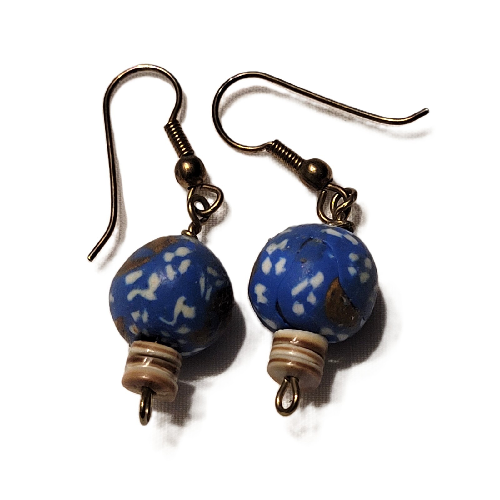 Vintage 1980s Blue Matt-Finish Pierced Earrings
