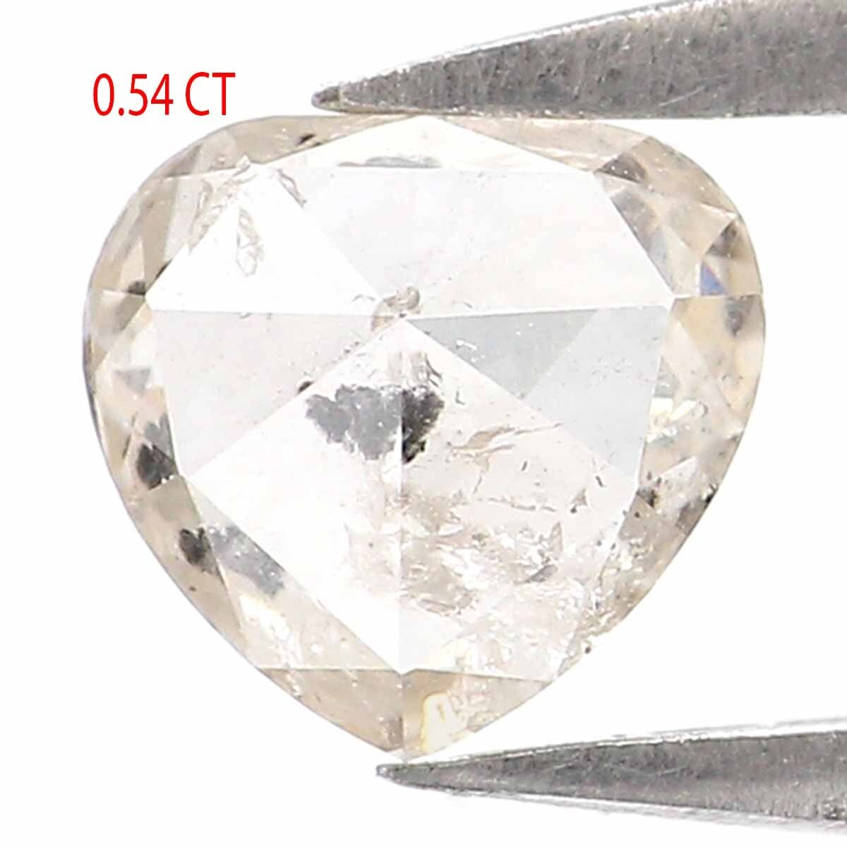 0.54 Ct Natural Loose Heart Cut Diamond 5.05 MM Yellow Grey Color Diamond KQ850