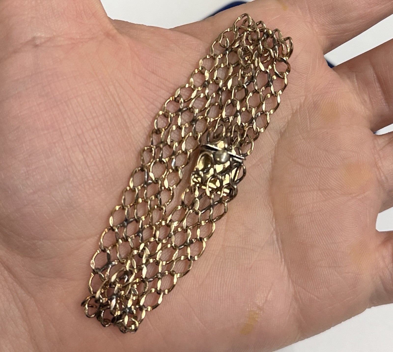 9.6g Patina Wrap 12k Gold Filled Cuban Tri Link Bracelet 7.3” Gf Vtg 12.3mm