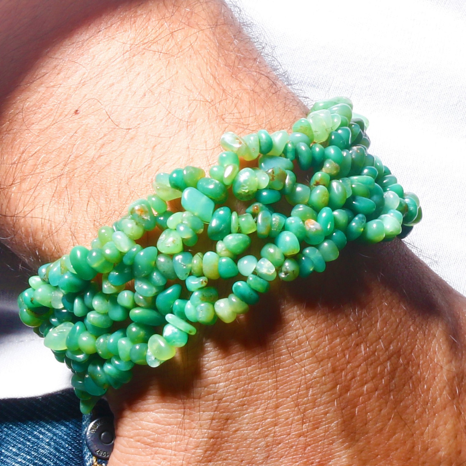 Natural Gemstone Chip Stretch Bracelet 7.5″ Multi Strand Choose Stone
