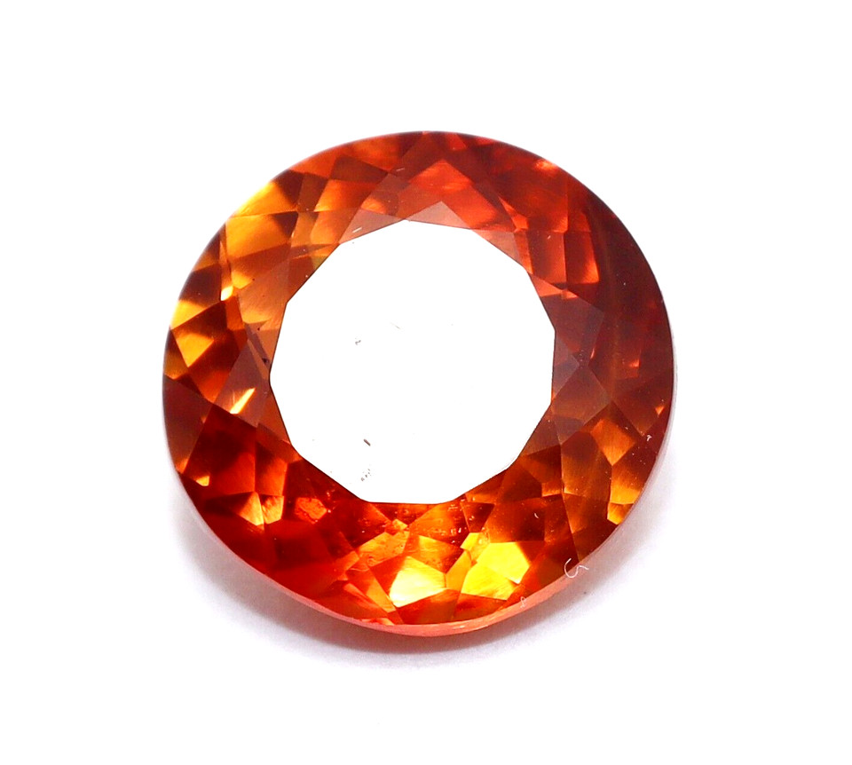 7.10 Ct Natural Orange Sapphire Round Cut Loose Certified Gemstone With Gift