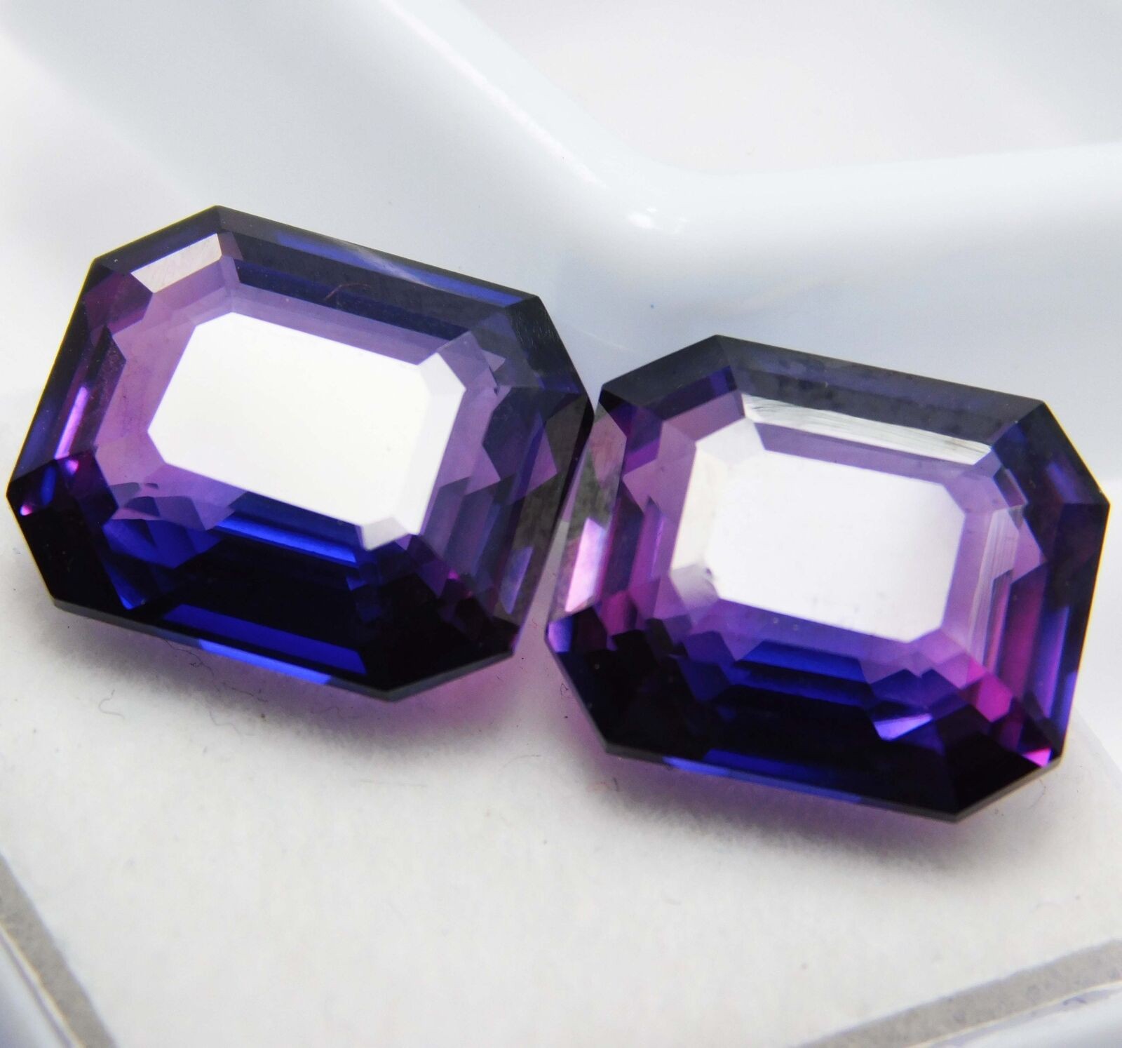 21.25 Ct NATURAL EMERALD Cut Purple TANZANITE Stone CERTIFIED Gemstone Pair
