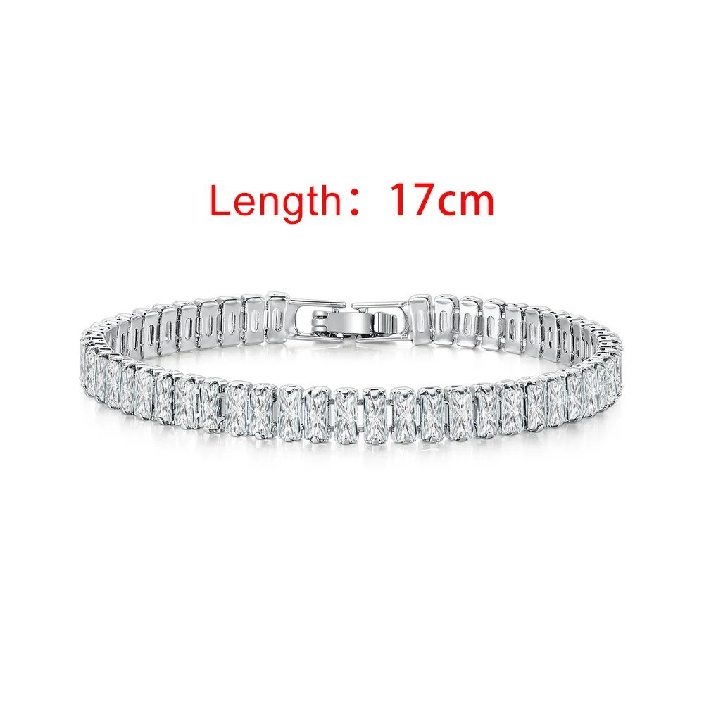 Tennis bracelet baguette cut simulated diamonds 925 sterling 7” long***