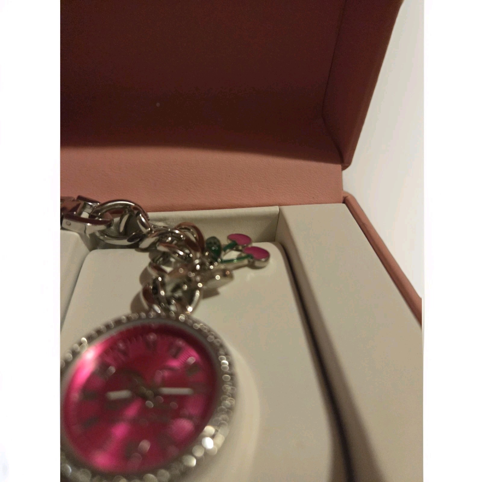 Juicy Couture Pink Dial Charm Bracelet Watch with Cherry – New In BOX