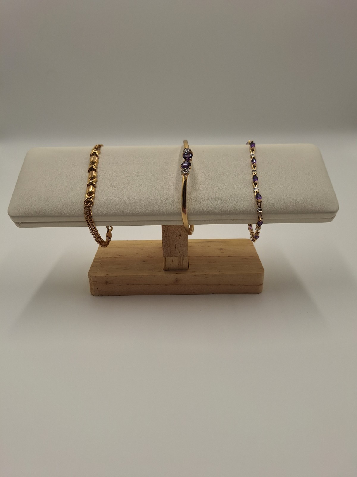 10 K Yellow Gold And Amethyst Bracelet Trio 10.4 Grams Total Weight