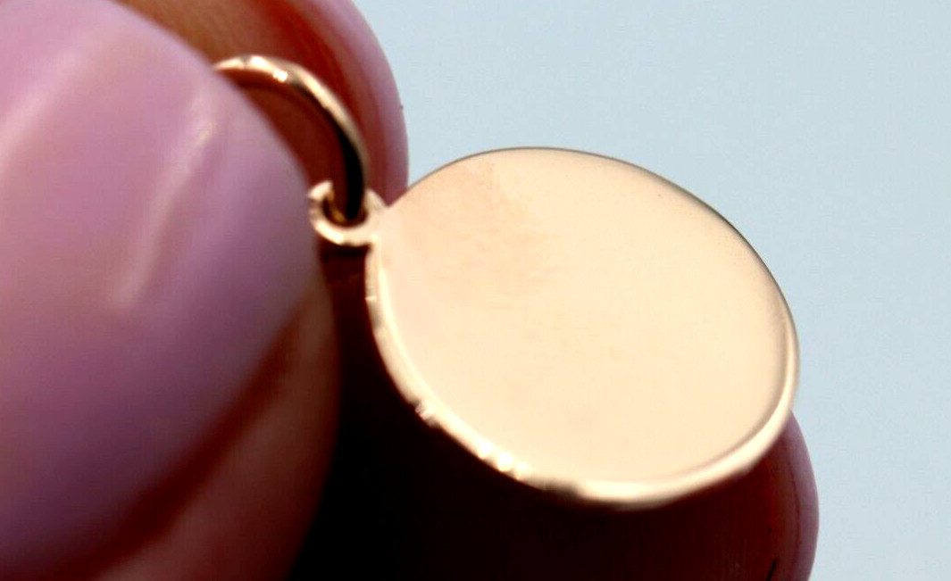 Genuine 9ct 9k Solid Rose Gold 12mm disc round circle pendant – Free Post