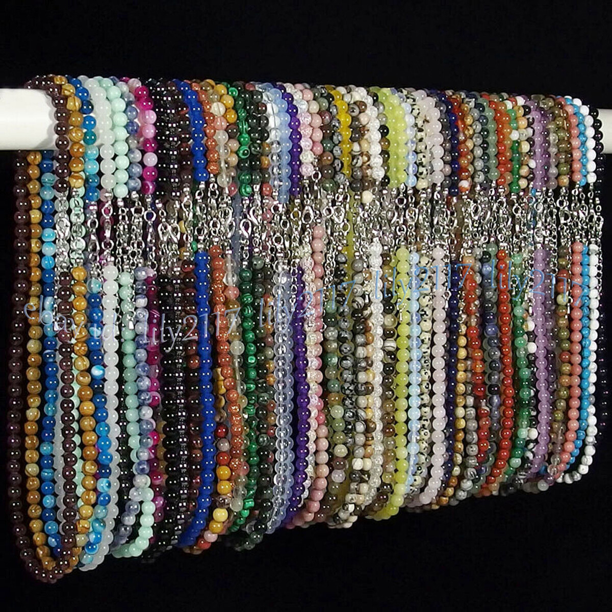 Fashion Jewelry 6mm Natural Multicolor Gemstone Jade Round Beads Necklace 18-36″