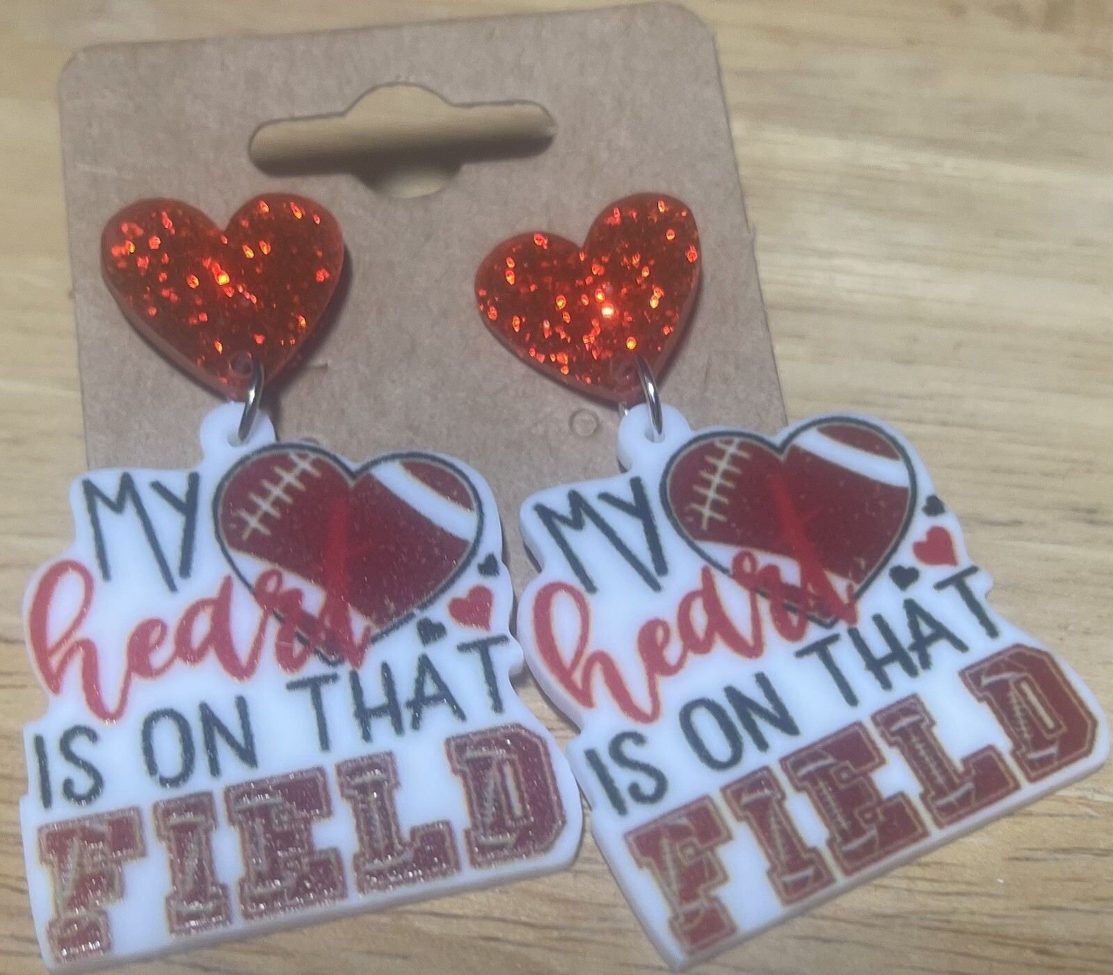 MY HEART IS ON THAT FIELD FOOTBALL ACRYLIC FOOTBALL EARRINGS C1109