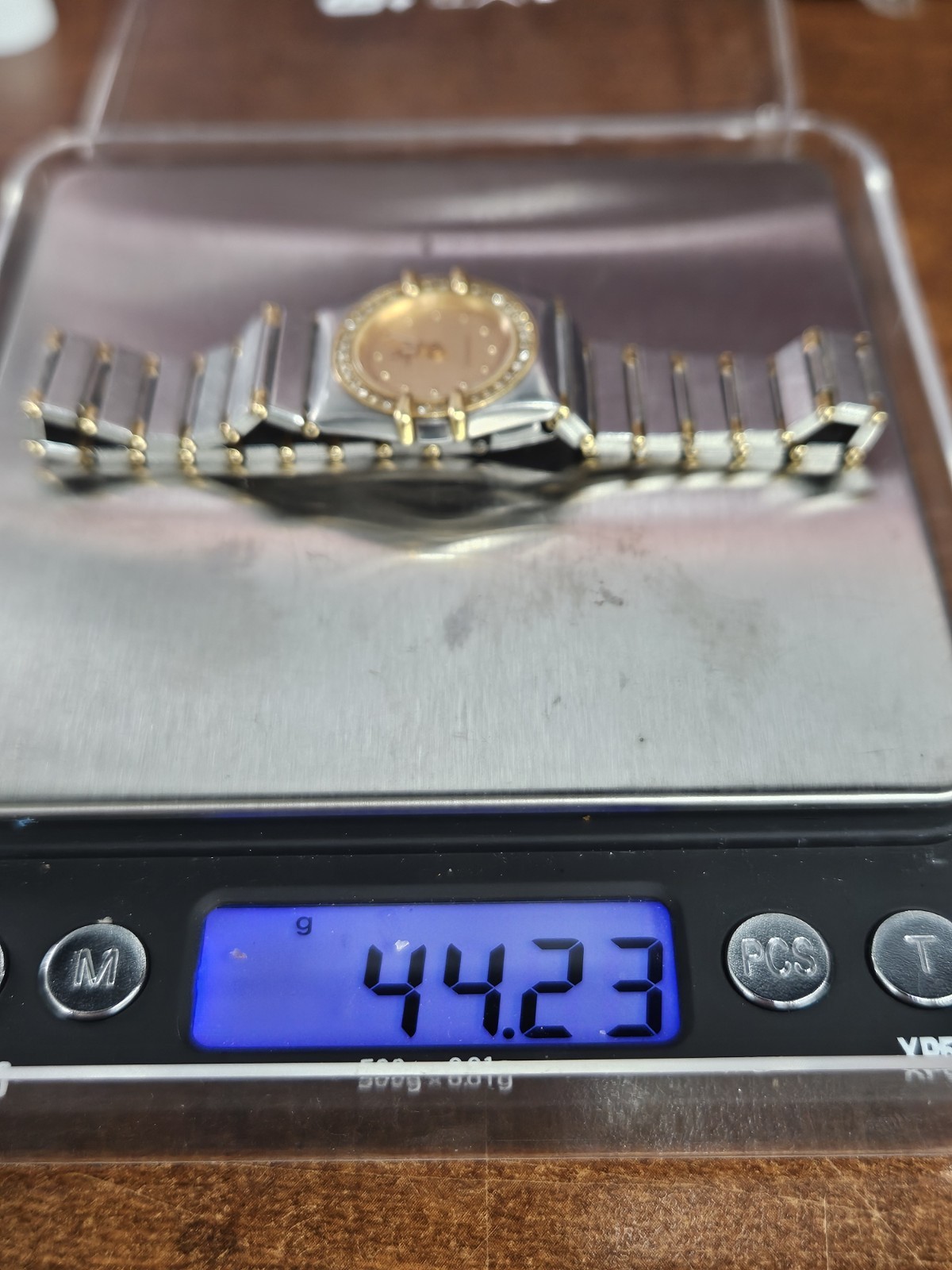 LADIES OMEGA CONSTELLATION WATCH 18K GOLD AND STAINLESS STEEL WITH DIAMONDS