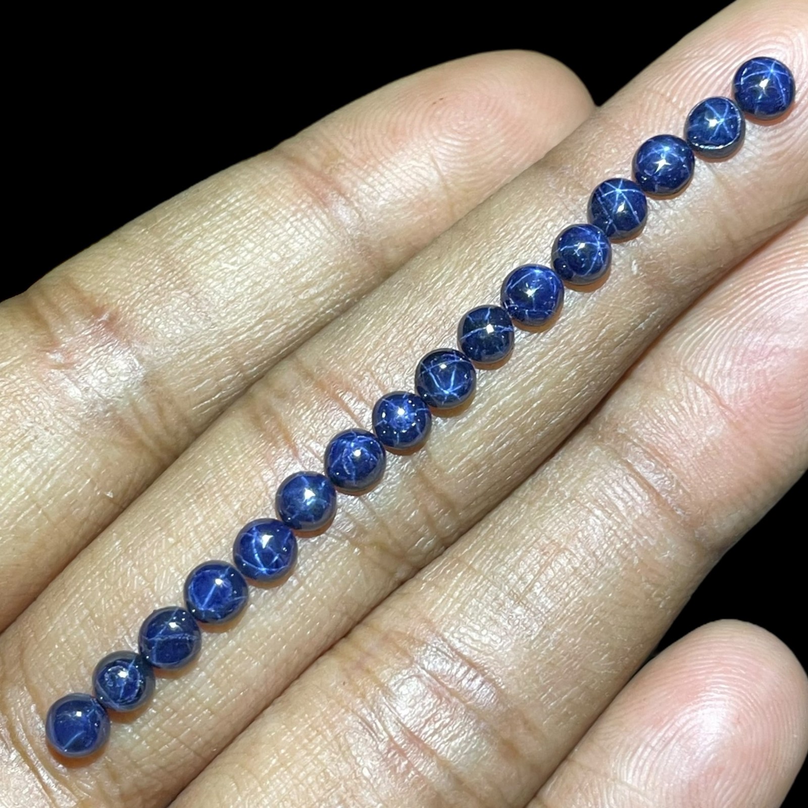 16 Pcs Natural Star Blue Sapphire 4mm Round Loose Cabochon Gemstones Lot