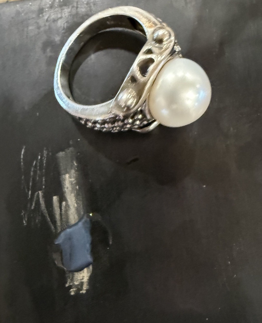 Cultured Freshwater Pearl 11.6mm Sterling Silver Ring 8g Size 8.5-9