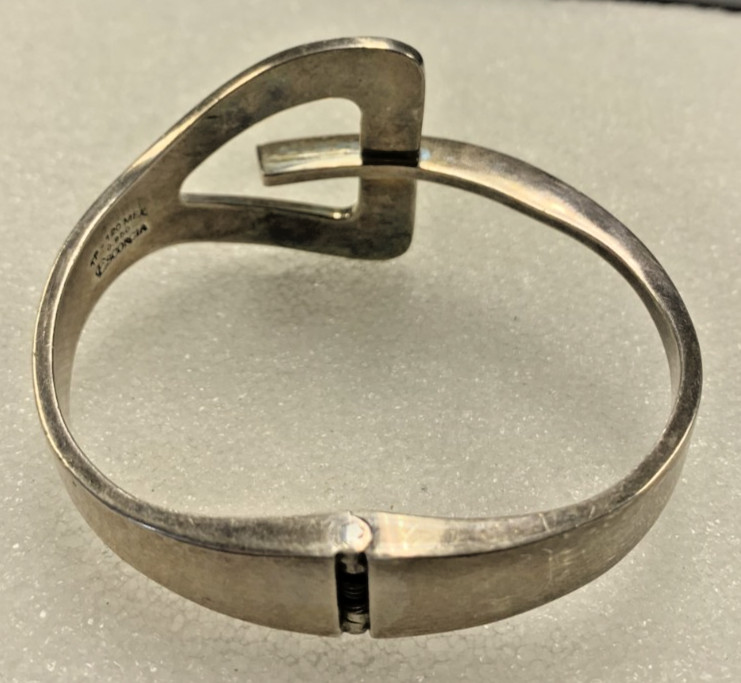 Escorcia Mexico Sterling Silver Modernist Hinged Cuff Bracelet Signed – 138B