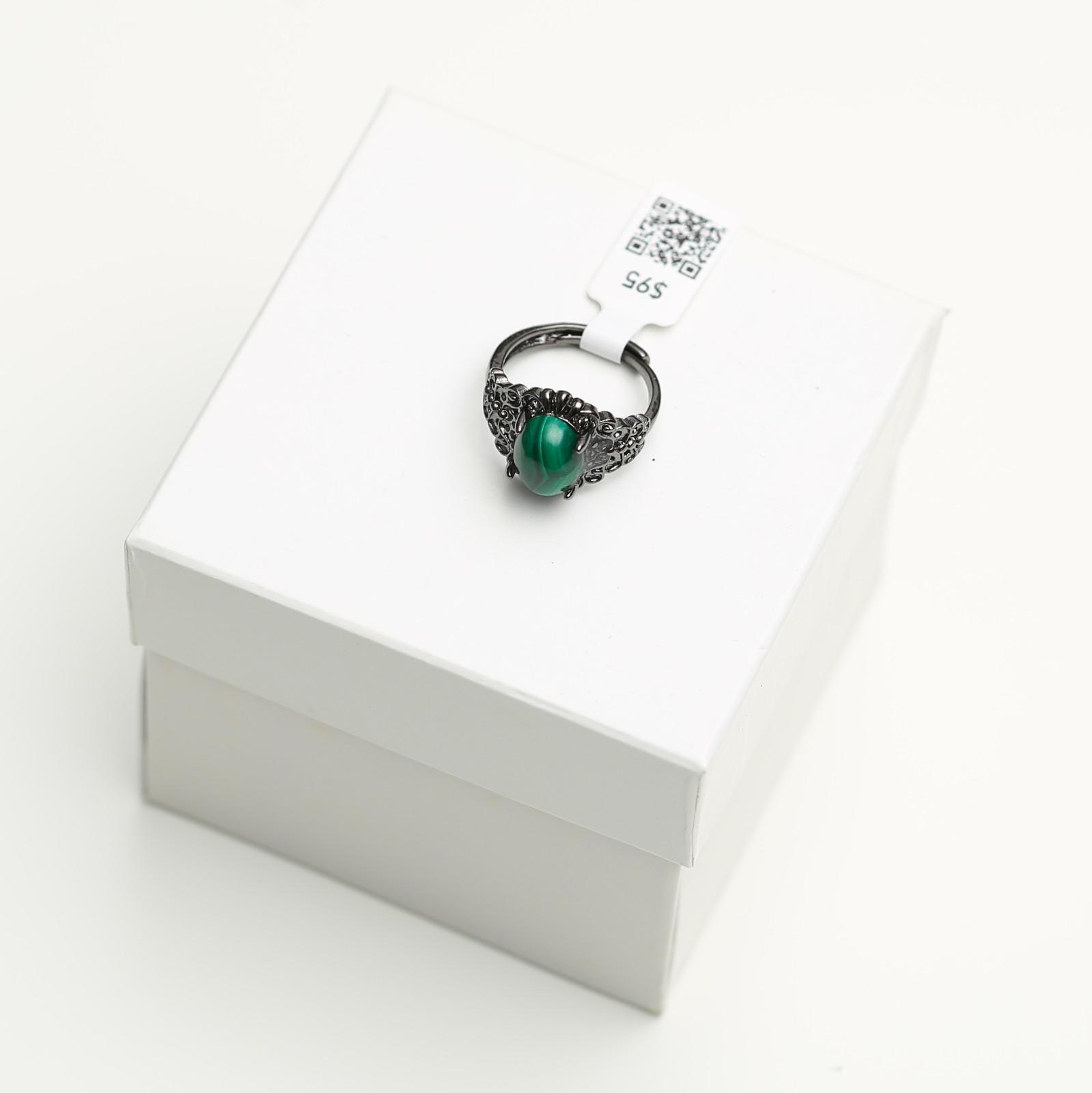 Genuine Malachite Handmade Ring Jewelry Gift + Elegant CASE 555-00