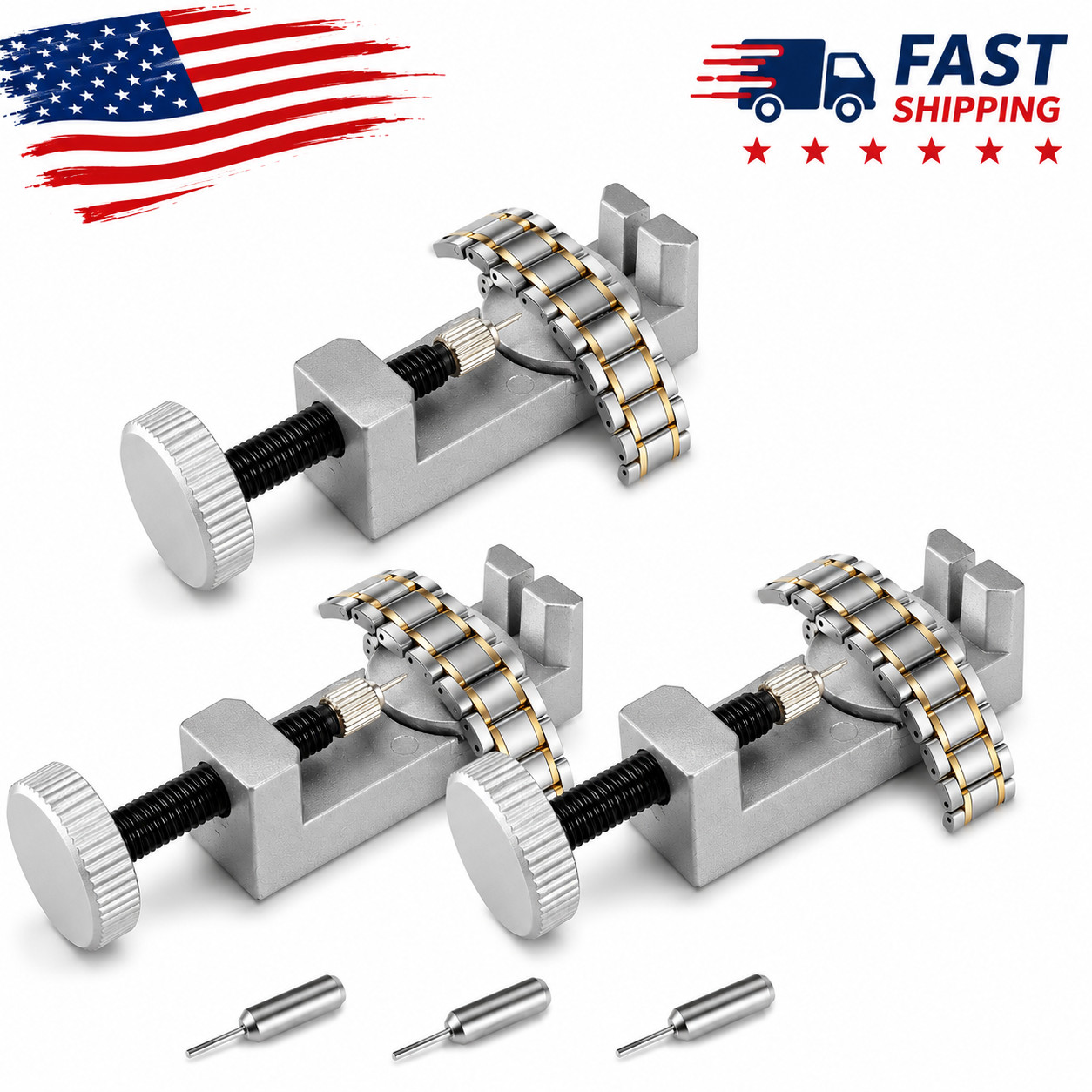 3PCS Adjustable Metal Watch Band Strap Bracelet Link Pin Remover Repair Tool Kit