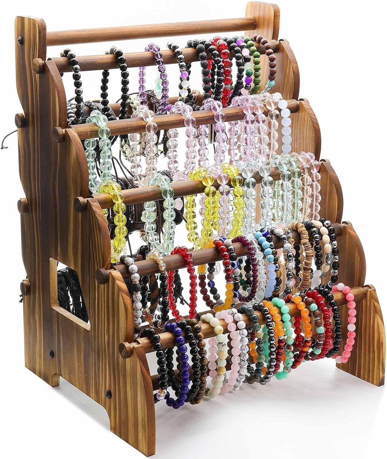 Wooden Bracelet Holder 8 Tier Jewelry Bracelet Display Stand, Portable vintage