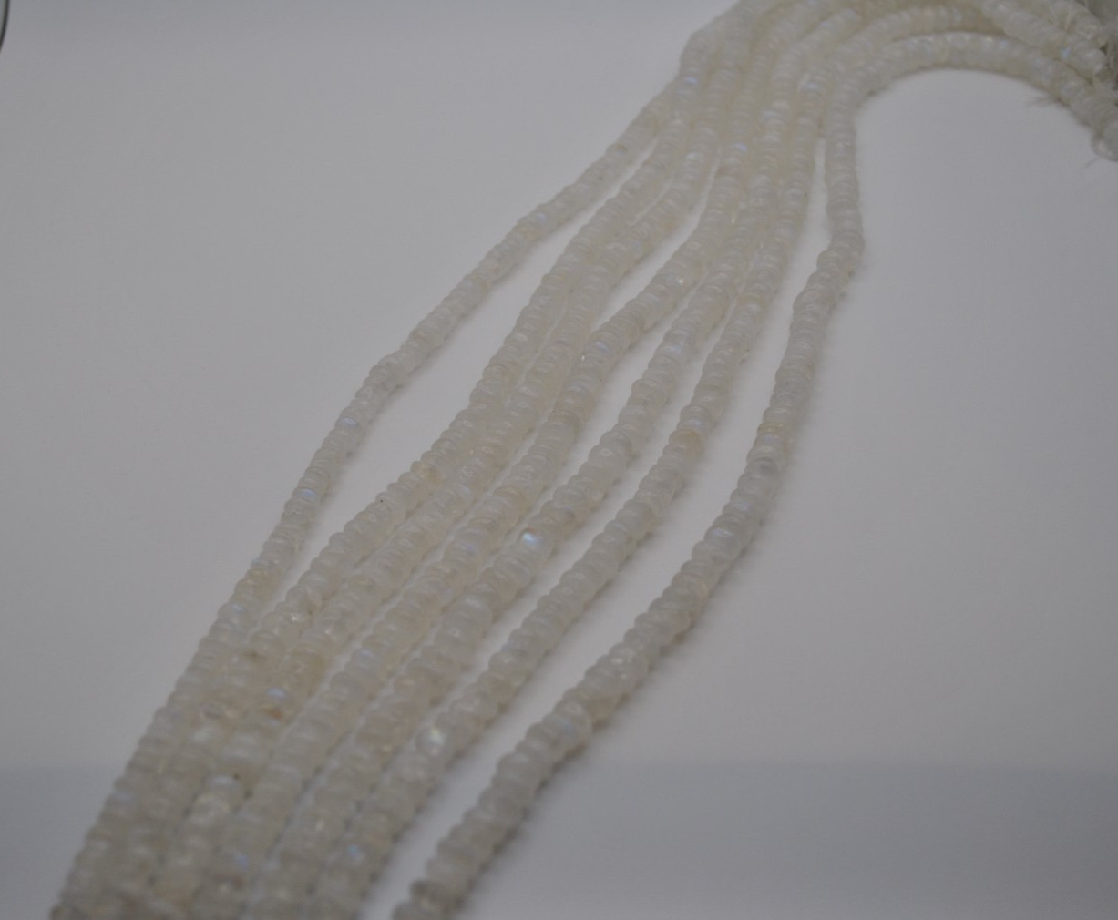 Moonstone Rondelle Gemstone Strand Smooth Cut Stones (No Clasp)