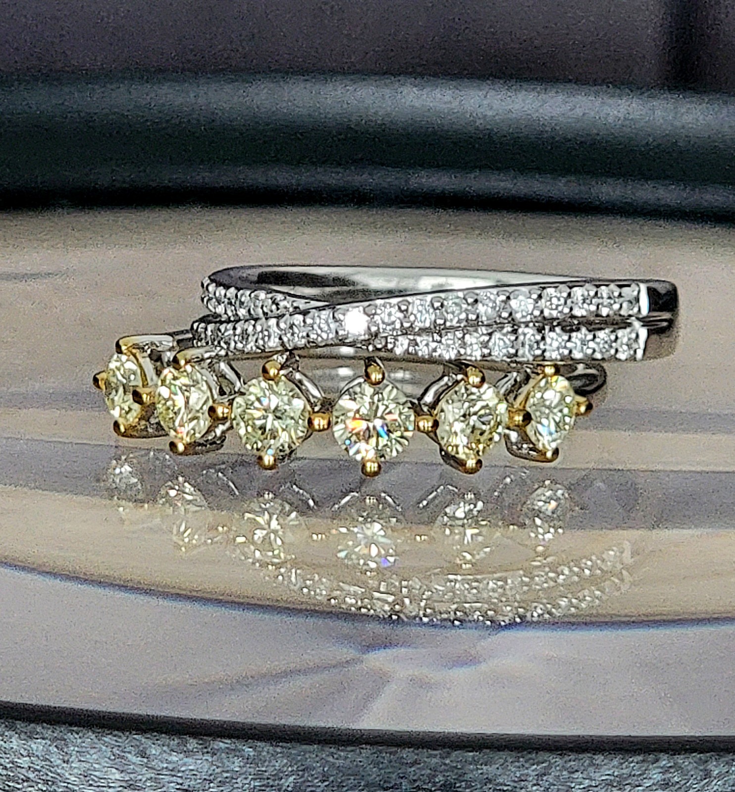 Natural Untreated 0.78ctw Light Yellow Diamond Band Ring 10K White Gold Sz 8 NEW