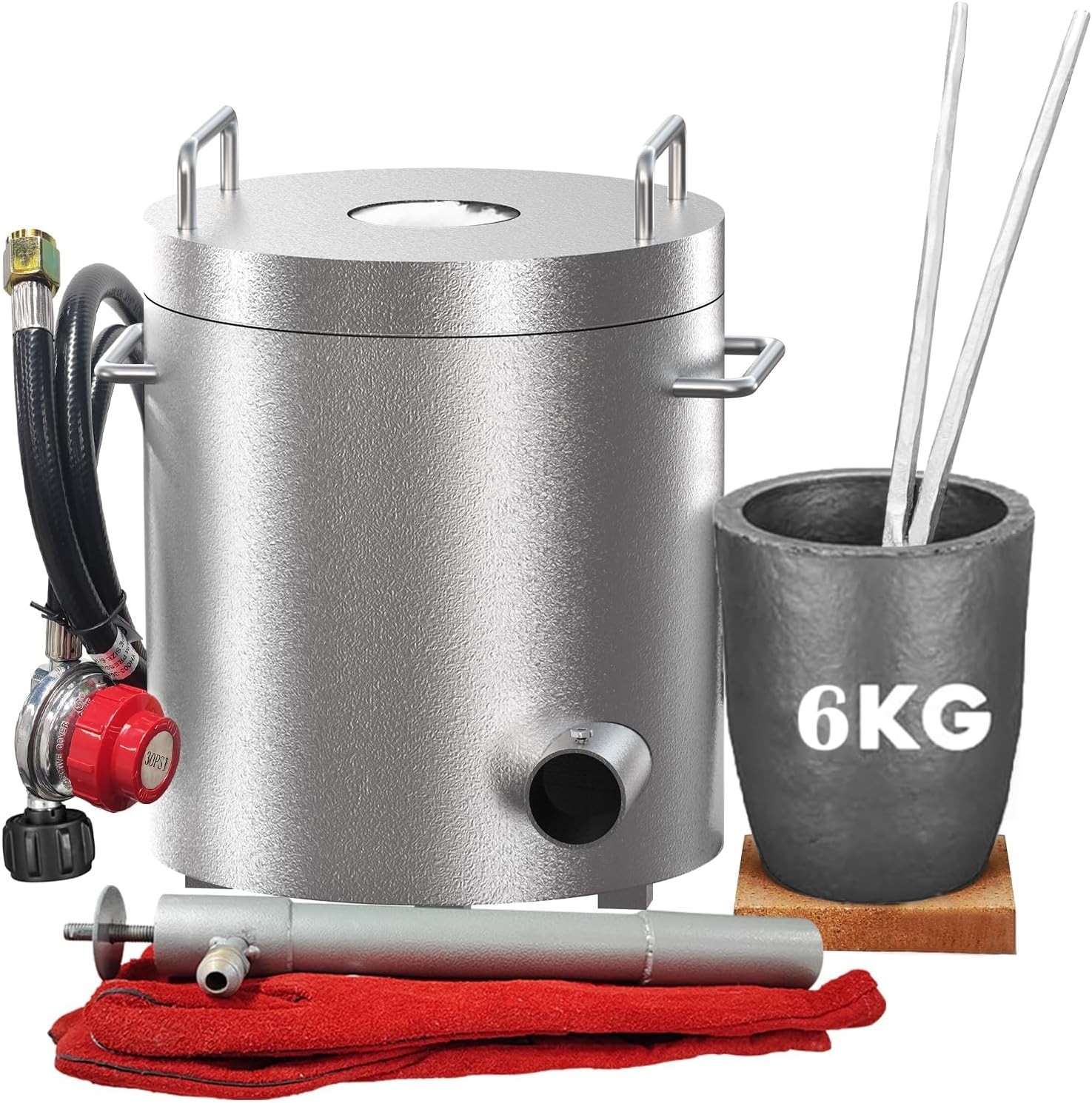 Propane Melting Furnace Kit 6KG with Crucible Tongs Metal Smelting Silver