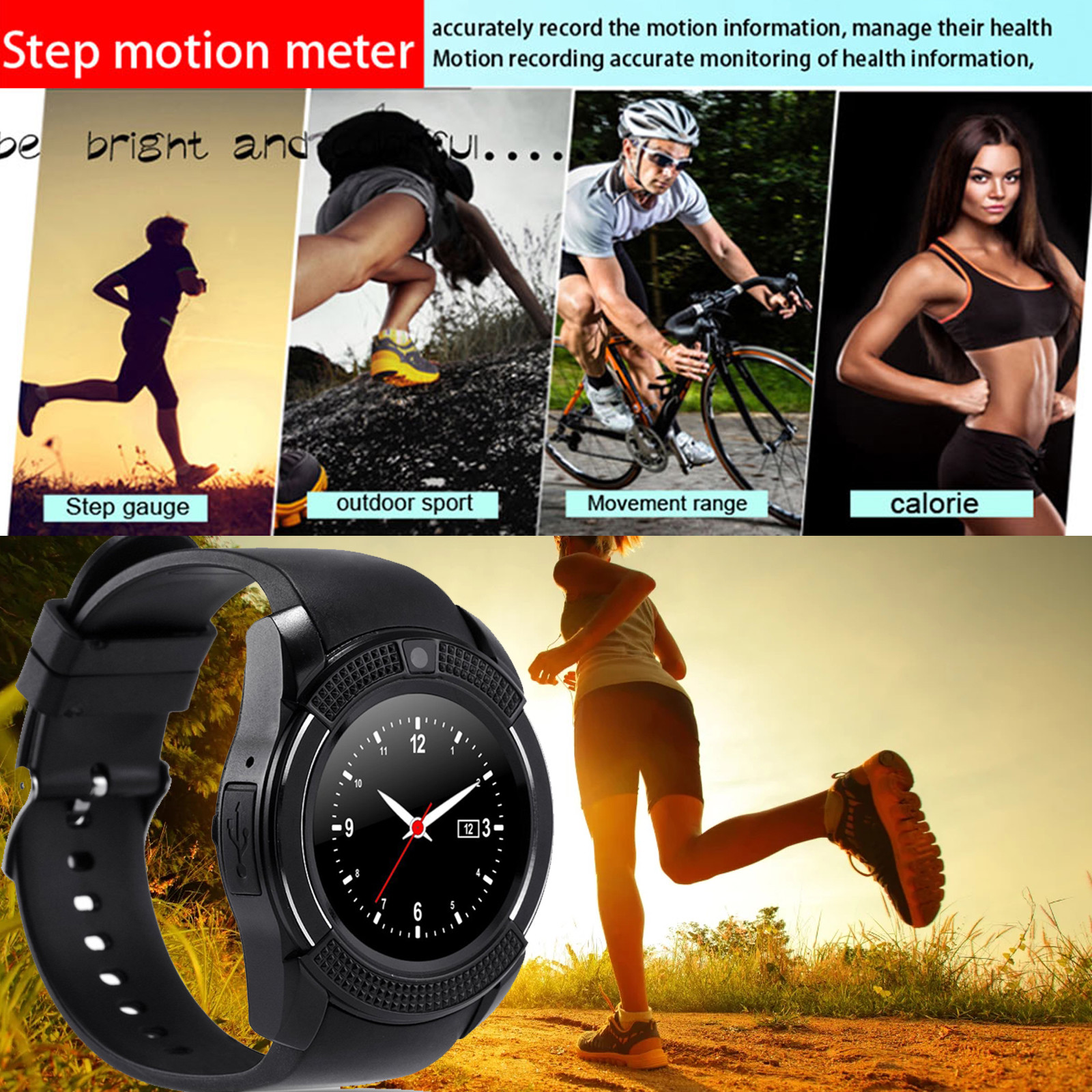 Touch Screen Smart Watch Fitness Tracker Pedometer Sleep Monitor for Men Women