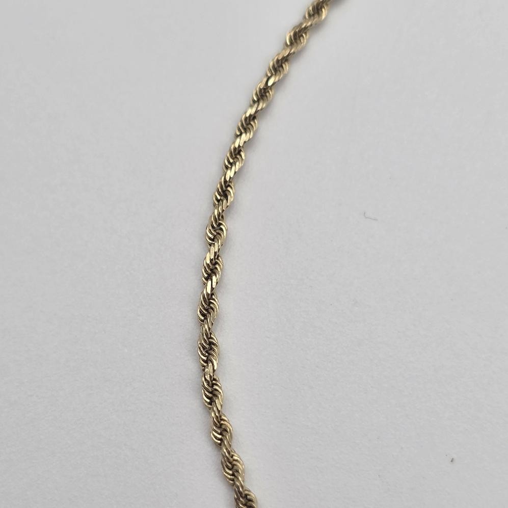 9.75″ 10K Yellow Gold 1.5mm Diamond-Cut Rope Link Ankle Bracelet Anklet w Safety