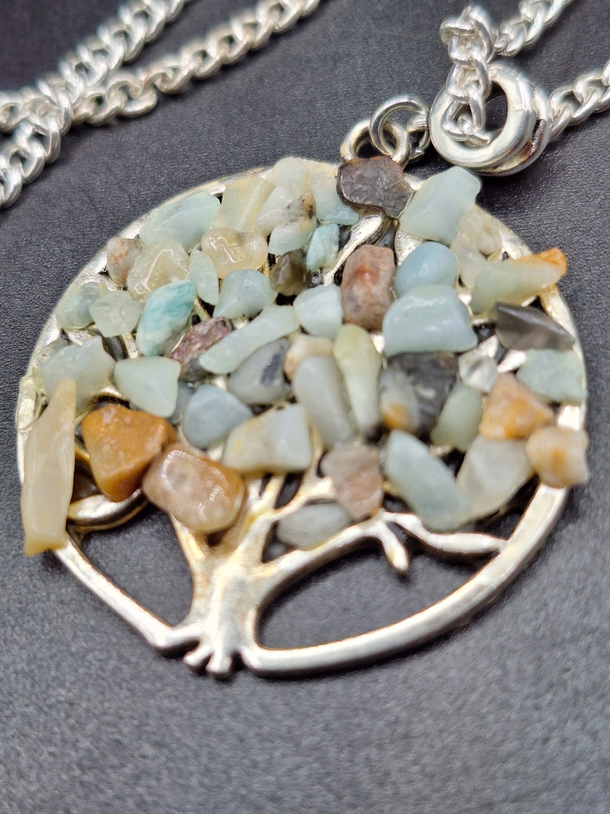 Natural Lapis Lazuli Gems Tree Of Life Pendant Necklace Chakra Reiki 1 1/2″