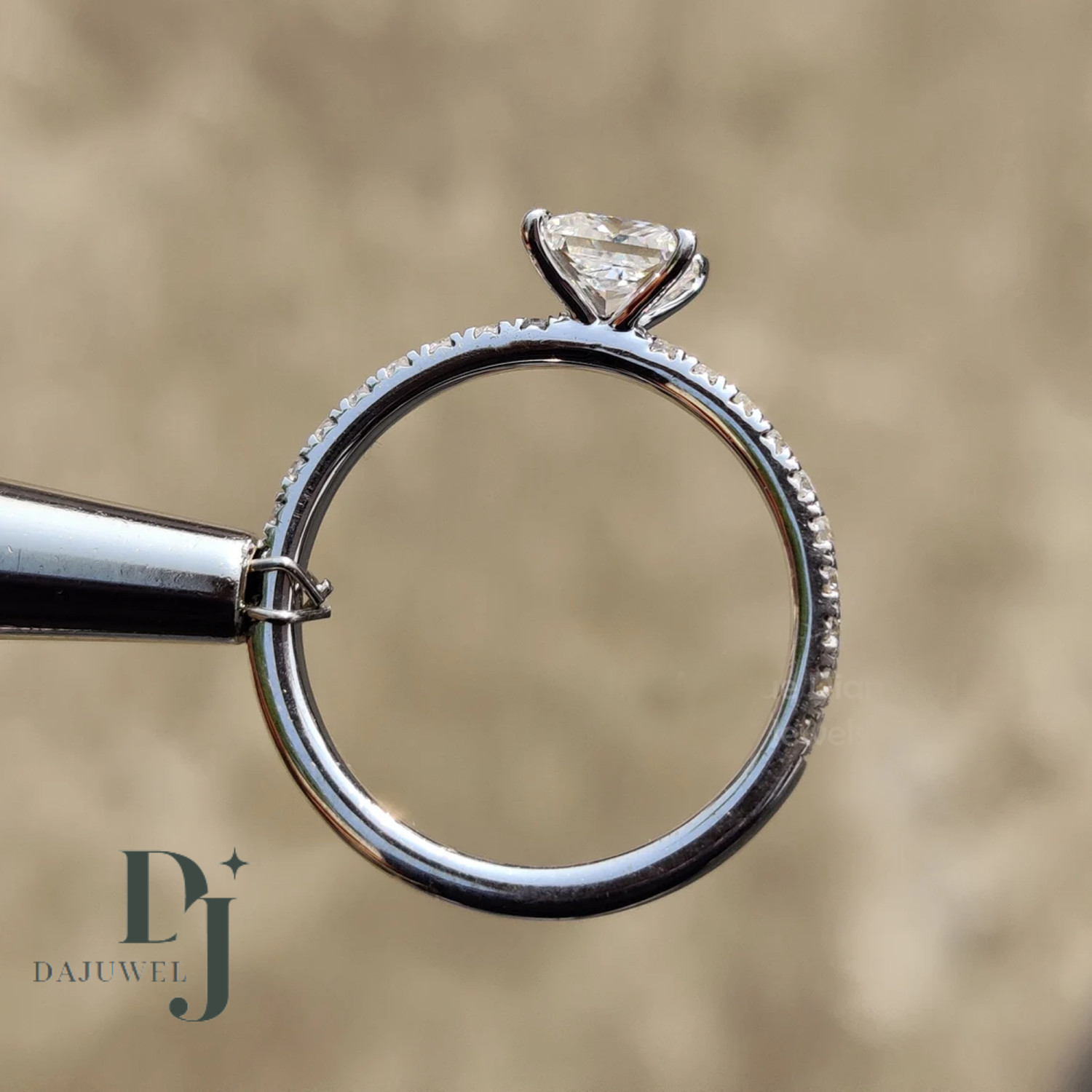 Solid 14k White Gold Moissanite Solitaire Engagement Ring Princess Cut 1.50 CT