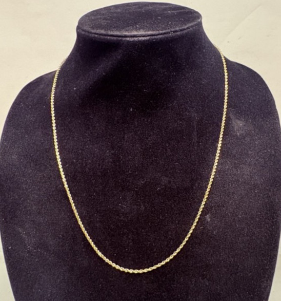 Vintage Bolivia 10k Yellow Gold Twisted Rope Link Chain Necklace 22″