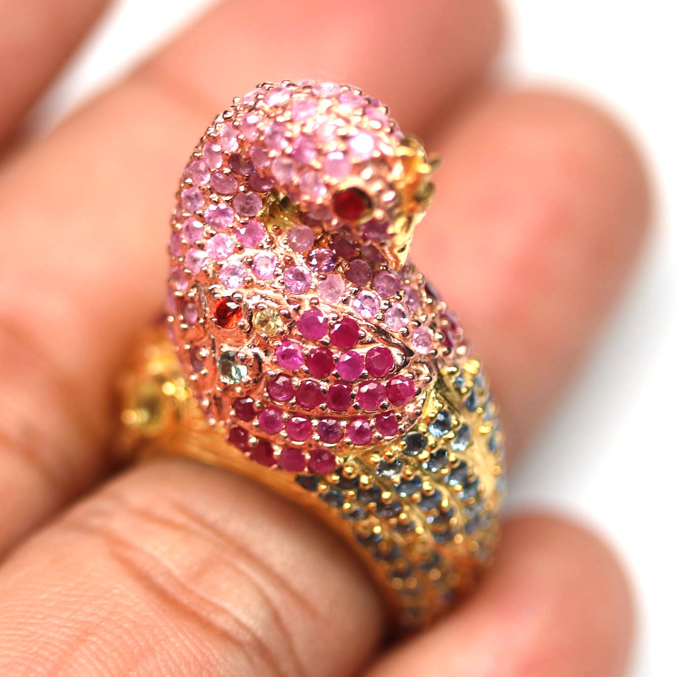 Natural Blue Pink Sapphire Ruby Ring Size 8 925 Sterling Silver Handmade